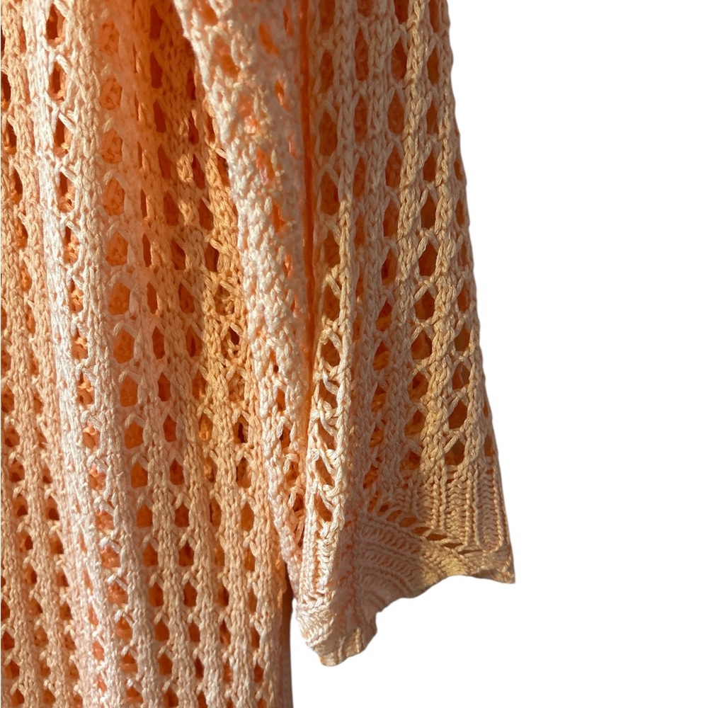 Lightweight Orange Cardigan with Open-Knit Design - Picture 4 of 4